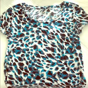 Ann Taylor Modal Tee Blue Cheetah print
